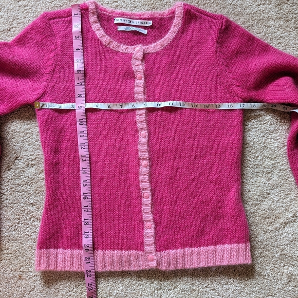Y2K Tommy Hilfiger Pink Mohair Acrylic Blend Knit Cardigan Sweater - Picture 7 of 7